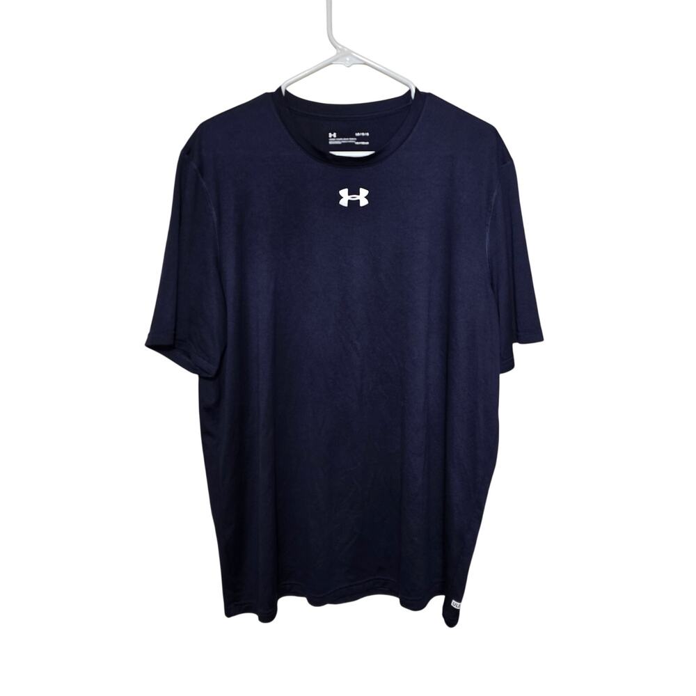 Under Armour Short Sleeve Tee Shirt Mens Navy White Size Large Great Condition
